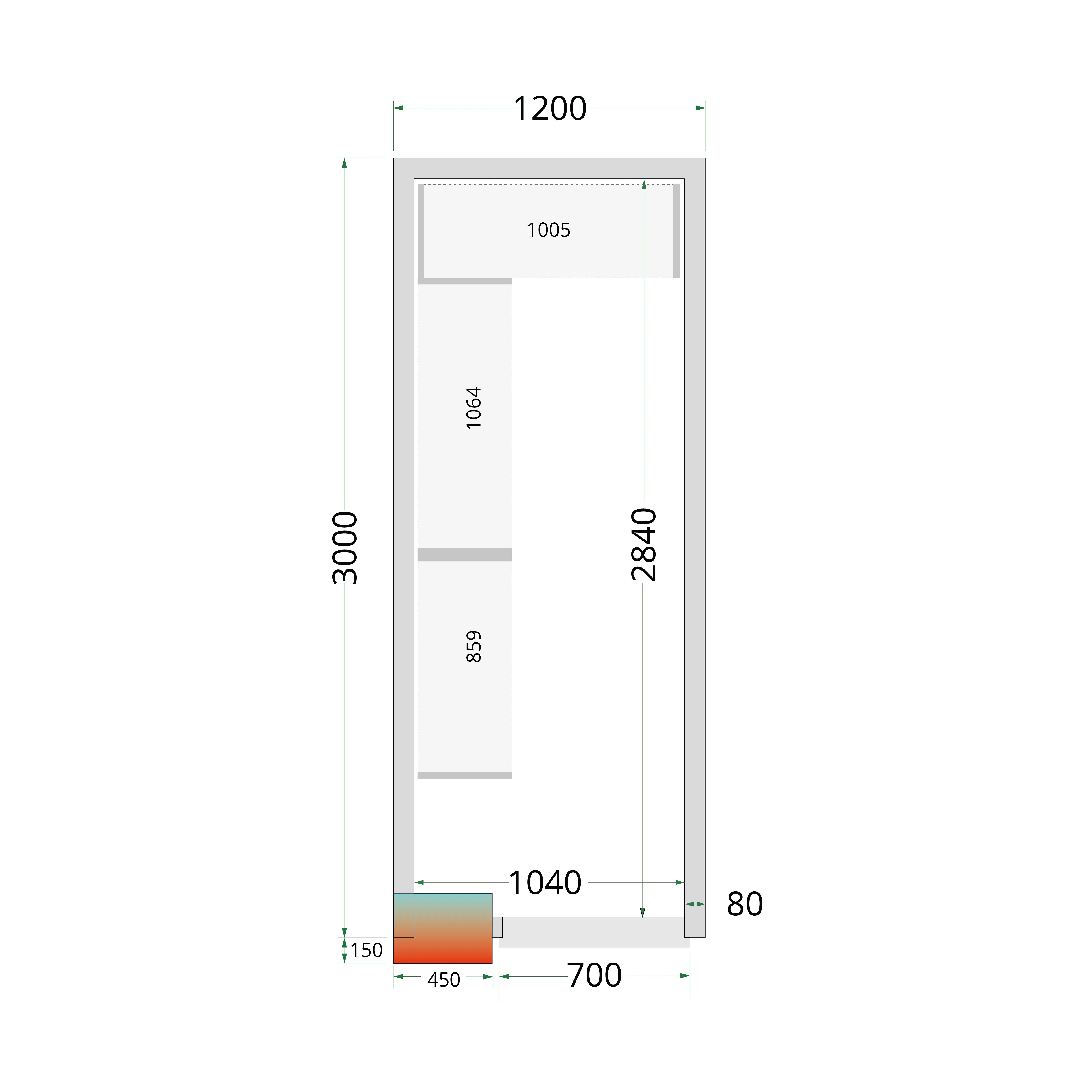 TEFCOLD külmkambr paneelid CR 120x300x212 NF
