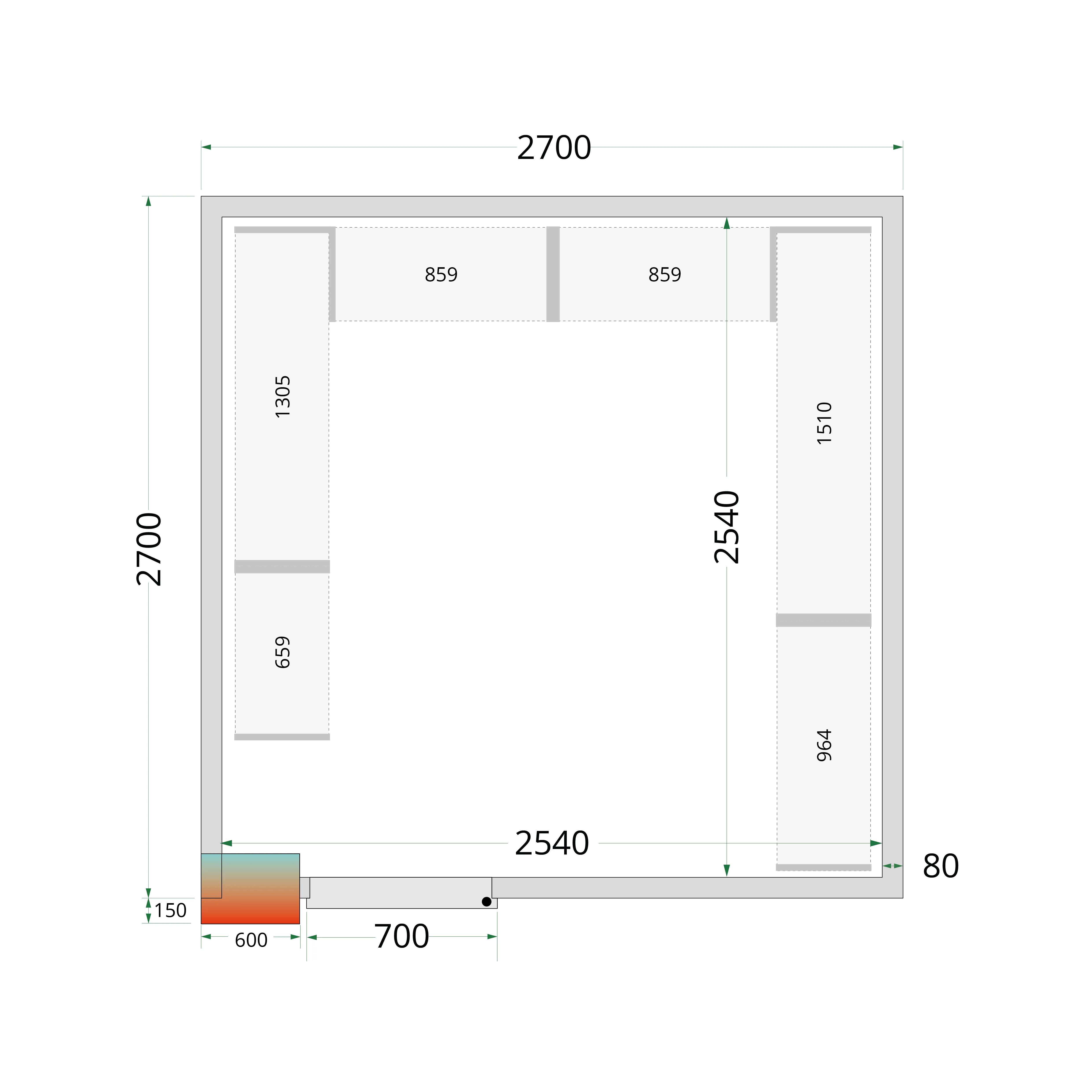 Tefcold külmkambri paneelid CR 270x270x220